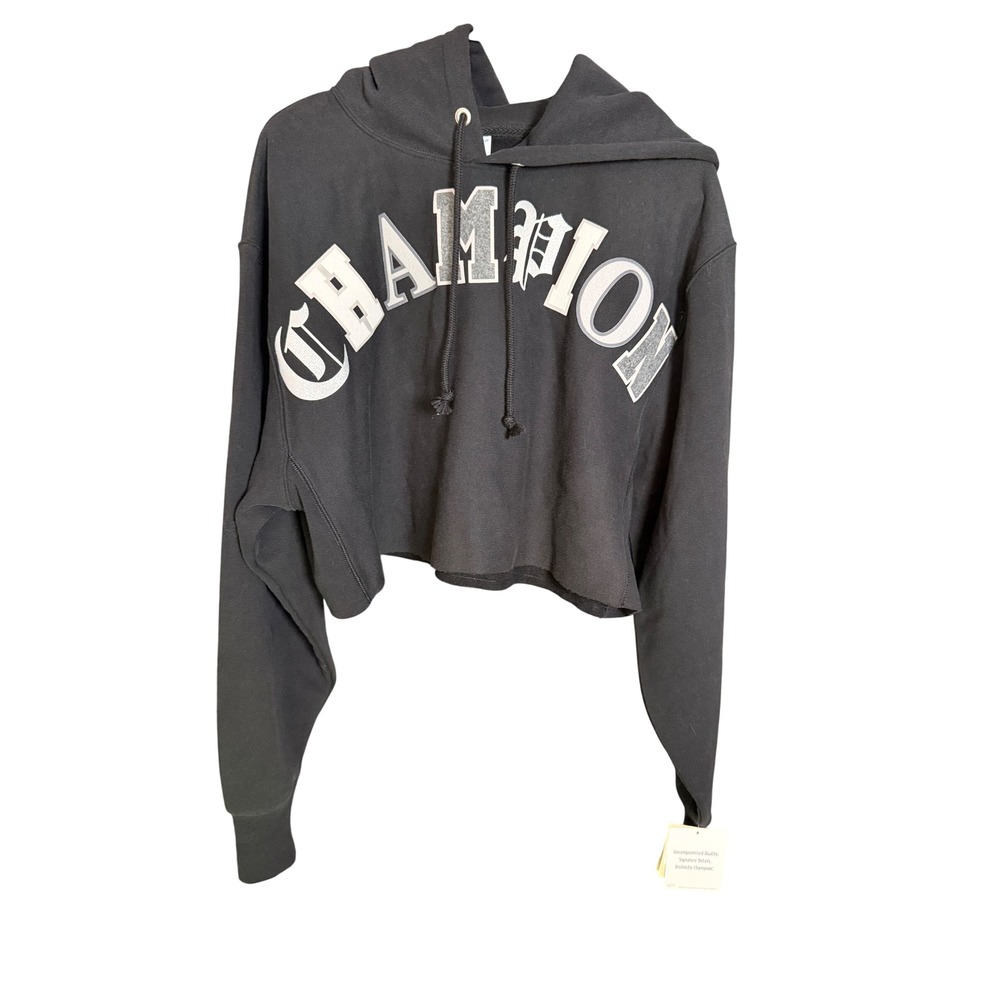 Champion Reverse Weave Cut Off Hoodie Black Size M MSRP $79.99